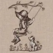 Swinging on Trees Fishermen Fred EMBROIDERED 1 QUILT BLOCK Beautiful