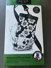 Kate Spade New York Waterproof Phone Pouch iPhone 6.7” Black White Floral NEW