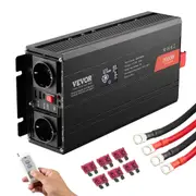 Pure Sine Wave Inverter, 2000 Watt, Power Inverter with 2 AC Outlets 2 USB Port 1 Type-C Port, LCD Display and Remote Controller for Medium-Sized Household Equipment, CE