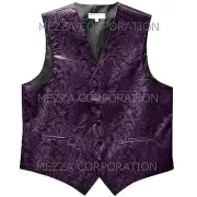 New Men's Paisley Tuxedo Vest only prom party Dark Purple wedding formal party