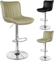 ALFORDSON 2X Bar Stool, Adjustable Kitchen Barstools Gas Lift, Swivel Leather Counter Dining Chairs in 62-82cm Seat Height, Home Bar Dining Room Furniture, Brad Green