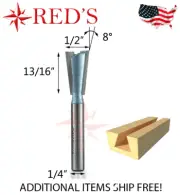 Tideway Carbide IND RC03030804 1/2" x 8° dovetail 1/4" shank router bit