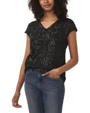 Vince Camuto Short Sleeve Sequin Top