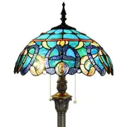 Tiffany Floor Lamp Stained Glass Pink Jewelry Style Standing Reading Light 16...