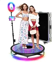 Glass 360 Photo Booth Machine for Parties with Flight Case,Custom Logo 360 Camera Booth by Remote or APP,Flight Box (Style A, 39.4inch（100cm）)