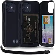 TORU CX PRO for iPhone 12 Mini Case Wallet | Protective Shockproof Heavy Duty Cover with Hidden Card Holder & Card Slot | Mirror & Wrist Strap Included - Black