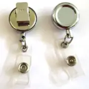 1pc 1" Mini Retractable Pull Reel Key Chain Chrome ID BADGE Belt Clip Holder