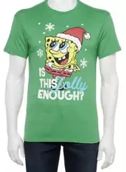 Nickelodeon Sponge Bob Square Pants This Jolly Enough Christmas Mens T-Shirt XL