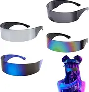 CAIJ Set of 4 Quick Glasses Rave, Alien Glasses Set with Coloured Rave Glasses Funny Fast Glasses Men Women Futuristic Sunglasses Space Glasses Cool Cyclops Glasses for Carnival Party