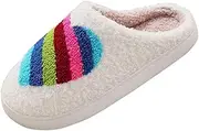 [Generic] Women's Spring Autumn And Winter Colorful Love Non Slip Silent Warm Closed Toe Cotton Slippers 2 Strap Slides Women