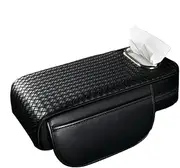 Car Armrest Cushion - Leather Car Middle Console Cover with Tissue Box,2 Side Pockets | Optimized Storage Multi function Armrest Box, Car Cushion Pad for Car SUV Sedan