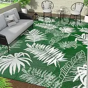 Falflor Large Outdoor Rug 270x365cm Plastic Picnic Blanket Outdoor Carpets for Patio Waterproof Reversible Garden Rug Large Floor Mat for RV Patio Beach Backyard Deck (Green)
