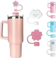 5Pcs 0.4in/10mm Diameter Silicone Straw Covers Cap Compatible with Stanley 20 30&40 Oz Cup, Straws Toppers for Stanley 40 Oz Tumbler with Handle, Dust-Proof Straws Caps for Water Bottle