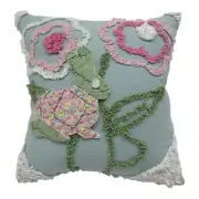 NEW Handmade Easter Bunny Pillow Chenille Flowers Chenille Bedspread