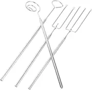 iplusmile 4pcs Candy Dipping Fork Set Chocolate Fondue Tools for Cheese Fruit Salad Pasta Essential Kitchen Utensils for DIY Cake Baking and Decorative Plates