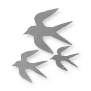 VTWonen Stonewash Matte Silver Swallow Wall Ornaments Set of 3