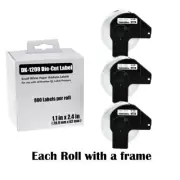 3Rolls 1.1"x2.4" Samll White Paper Address 800 Labels For Brother QL-570 DK-1209