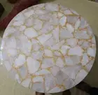 White Agate Gemstone Round Coffee Table Top Counter Bar Table Handmade Decors