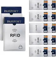 [DAITET] RFID Blocking Sleeves, Set of 10 Credit Card Holders & 2 Passport Protectors for Men & Women and Wallet Trifold Leather Bifold Wallet