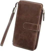 [Stsmcl] Wallet New Men's Wallet Zip Clutch Bag Retro Bag (Color : Brown)