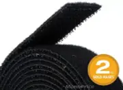 2 Pack Sticky Tape Adhesive Hook Loop Closure 15'x3/4'' Black Waterproof
