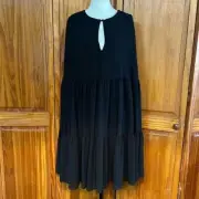 Belle Badgley Mischka “Georgina” Sleeveless Dress with Attached Capelet