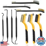 10Pcs Wire Brush Set, Stainless Steel /Brass/Nylon Bristles Brushes for Narro