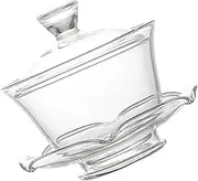 FUNNETOYU 1Set Transparent Glass Tea Cup with Saucer and Lid for Oolong Puer and Tea Brewing Elegant Present for Tea Lovers Kitchen Teacup