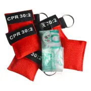 100PCS CPR Face Mask Keychain Face Shield Frist Aid AED Training 30:2 Red New
