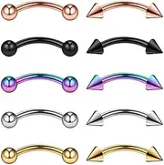 [Dolity] 10Pcs 316L Stainless Steel Barbell Curved Eyebrow Rings Bar Tragus Ear Piercings