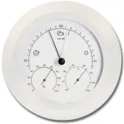 Hokco Weather Station Barometer Thermometer Hygrometer 8.5 in. Round White