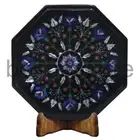 Luxury Black Marble Side Table Top Inlaid Lapis Lazuli