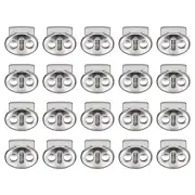 24Pcs Alloy Spring Cord Lock Ends Toggle for Shoelaces Bright Silver 17x15mm