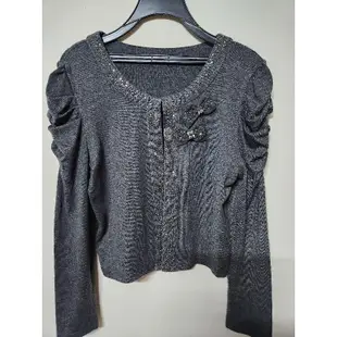 專櫃女裝品牌 《法德莉Faderli》灰色針織蝴蝶結鑽飾外套-11號