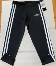 NWT ADIDAS BOYS BLACK/WHITE LEGGINS PANTS AK0314 MEDIUM 10-12 $35