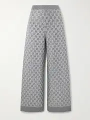 [Gucci] Gucci - Crystal-embellished Metallic Wool-blend Wide-leg Pants - Dark gray - XS XS Gray