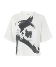 Pinko X Patrick McDowell Reimagine Horse Printed Wide T-Shirt S,XL,XS,L,M White