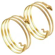 2 Pack Gold Snake Arm Cuff Armband Swirl Snake Bracelets Spiral Upper Arm