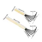 Garden Hand Rake 5 Steel Tines Wooden Handle Ergonomic Claw Cultivator Kit