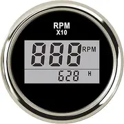 GPVPGHGRJ 52mm Auto Truck Marine Boat Digital Tachometer Fit for Boat Car Truck Motorcycle 0-9990 RPM with Hourmeter RPM Meter Speedometer(BS-52MM)