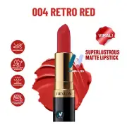 REVLON SuperLustrous Matte Lipstick Makeup Lightweight Moist #004 RETRO RED 4.2g