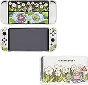 Kiloluv Switch OLED Protective Case & Dock Cover Set, Protective Skin Case Cover Faceplate Sleeve Compatible with Nintendo Switch OLED (Spring Travel)