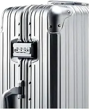 [YWYMCRJLV] Luggage Suitcase Aluminum Magnesium Alloy Rolling Luggage Metal Password Trolley Case Carry on Suitcase Trip Cabin Suitcase, Silver, 26"