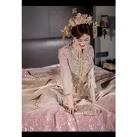 在飛比找蝦皮購物優惠-2022新款中式秀禾粉色龍鳳掛結婚禮服中國風