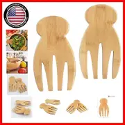 Eco-Friendly Bamboo Salad Hands Set - Perfect for Tossing and Serving