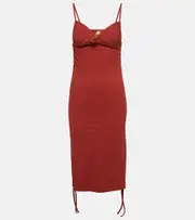 [Christopher Esber] Christopher Esber Nebular ruched cutout midi dress AU 14 red
