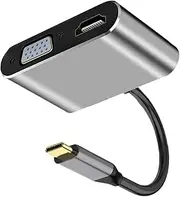 USB C to Dvi Vga Adapter | 4k Uhd Male to Female Multi-Display Video Converter - Portable HDTV Port Hub for Conference Presentations
