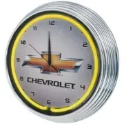 Gm Chevrolet Yellow Neon Wall Clock Car Gameroom Basement Mancave Wall Art Decor