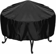 NUZAMAS Round Fire Pit Cover 77x31cm Waterproof Dust-Proof Outdoor Garden Patio Protective Cover with Drawstring Patio Fireplace Cover for Stove Black