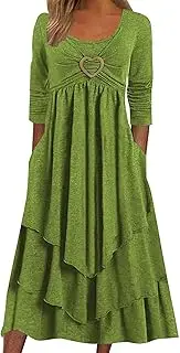 [Generic] Cocktail Party Dress for Women Women's Casual Loose Dress Women's Long Sleeve Dress Casual Crewneck Loose Flowy Ruched Dresses Womens Plus Size Pantsuit
